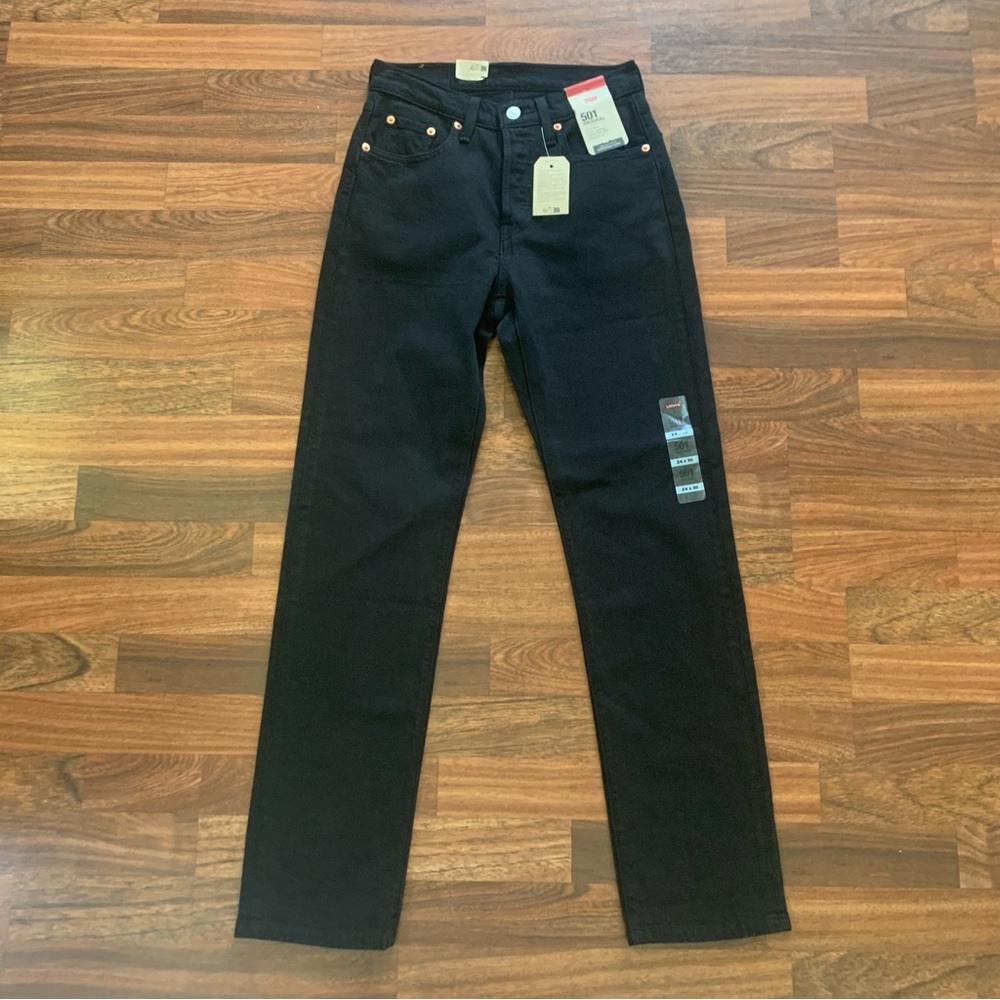 NWT Levi’s 501 Black Original High Rise Straight Leg Button Fly Jean Women 24x30